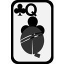 download Queen Of Clubs clipart image with 0 hue color