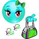download Cute Girl Feast Bag Smiley Emoticon clipart image with 135 hue color