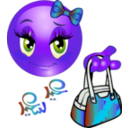 download Cute Girl Feast Bag Smiley Emoticon clipart image with 225 hue color