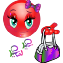 download Cute Girl Feast Bag Smiley Emoticon clipart image with 315 hue color