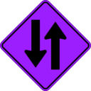 download To Way Warning Sign clipart image with 225 hue color