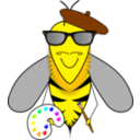 download Hipster Bee Artist clipart image with 0 hue color
