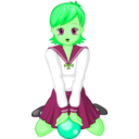 download Anime Schoolgirl With Green Ball clipart image with 90 hue color