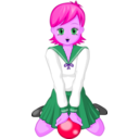 download Anime Schoolgirl With Green Ball clipart image with 270 hue color