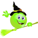 download Broom Witch Smiley Emoticon clipart image with 45 hue color
