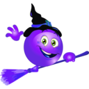 download Broom Witch Smiley Emoticon clipart image with 225 hue color