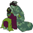 download Kissing Geisha clipart image with 90 hue color