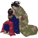 download Kissing Geisha clipart image with 0 hue color