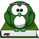 download Cartoon Owl Sitting On A Book clipart image with 90 hue color