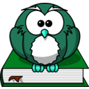 download Cartoon Owl Sitting On A Book clipart image with 135 hue color