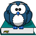 download Cartoon Owl Sitting On A Book clipart image with 180 hue color