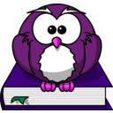 download Cartoon Owl Sitting On A Book clipart image with 270 hue color