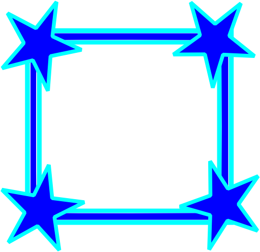 Simple Bright Blue Star Cornered Frame