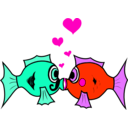 download Fish In Love clipart image with 315 hue color