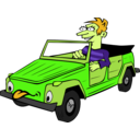 download Boy Driving Car Cartoon clipart image with 45 hue color