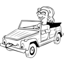 download Girl Driving Car Cartoon clipart image with 45 hue color