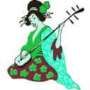 download Geisha Playing Shamisen clipart image with 135 hue color