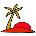 download Island Palm And The Sun clipart image with 315 hue color