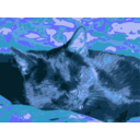 download Black Cat Sleeps clipart image with 180 hue color