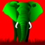 Elephant Green On Red