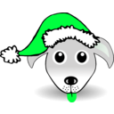 download Funny Dog Face Grey Cartoon With Santa Claus Hat clipart image with 135 hue color