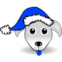 download Funny Dog Face Grey Cartoon With Santa Claus Hat clipart image with 225 hue color