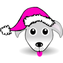 download Funny Dog Face Grey Cartoon With Santa Claus Hat clipart image with 315 hue color
