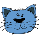 download Cartoon Cat Face clipart image with 180 hue color