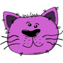 download Cartoon Cat Face clipart image with 270 hue color