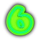 download Neon Numerals 6 clipart image with 90 hue color