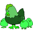 download Hen And Chicks Cartoon Style clipart image with 90 hue color