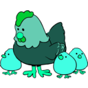 download Hen And Chicks Cartoon Style clipart image with 135 hue color