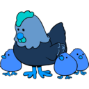 download Hen And Chicks Cartoon Style clipart image with 180 hue color