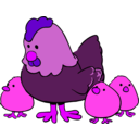 download Hen And Chicks Cartoon Style clipart image with 270 hue color