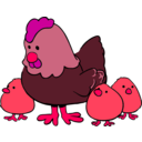 download Hen And Chicks Cartoon Style clipart image with 315 hue color