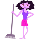 download Young Housekeeper Girl With Broomstick clipart image with 270 hue color