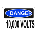 download Danger 10 000 Volts clipart image with 225 hue color