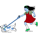 download Walking Dog clipart image with 180 hue color