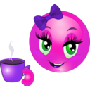 download Girl Drink Tea Smiley Emoticon clipart image with 270 hue color