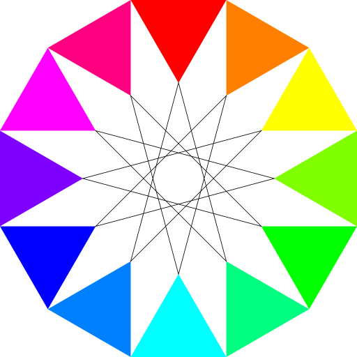 Rainbow Dodecagon And Black Dodecagram