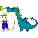 download Dragon On A Leash clipart image with 45 hue color