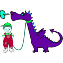 download Dragon On A Leash clipart image with 135 hue color