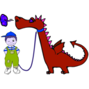 download Dragon On A Leash clipart image with 225 hue color
