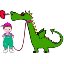 download Dragon On A Leash clipart image with 315 hue color