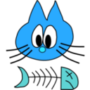 download Cat Fish Bone clipart image with 180 hue color