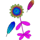 download Flower And Feather clipart image with 180 hue color