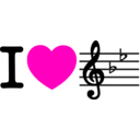 download I Love Music I Heart Bflat clipart image with 315 hue color