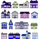 download Simple Houses clipart image with 225 hue color
