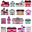 download Simple Houses clipart image with 315 hue color