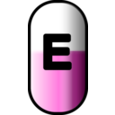 download White Red E Pill clipart image with 315 hue color